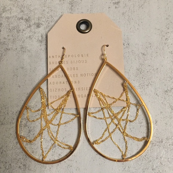 Anthropologie Jewelry - NWT Anthropologie Gold Webbed Drop Earrings